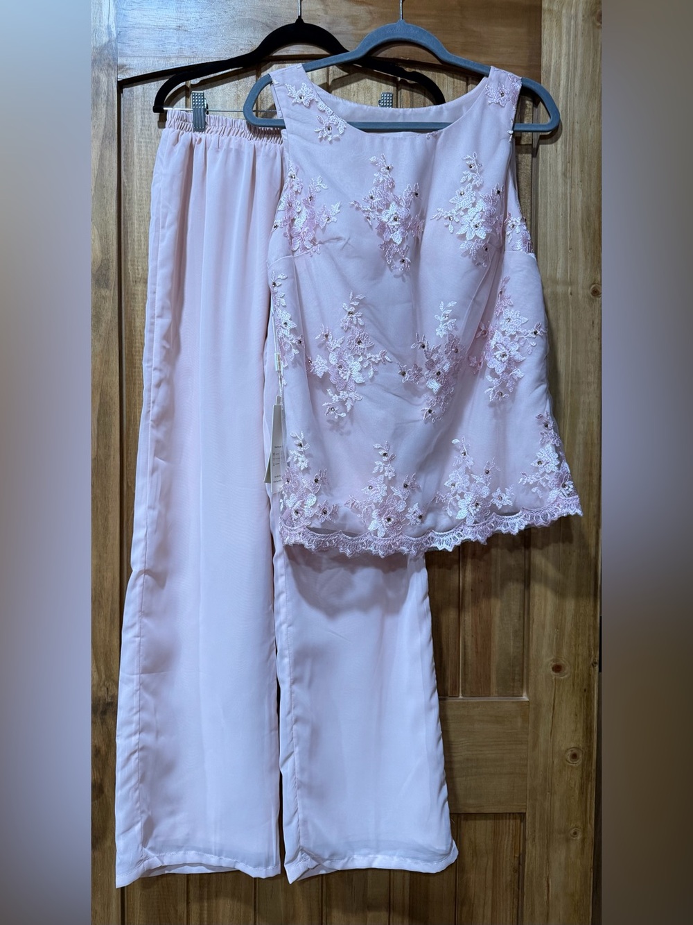 NWT Dusty Rose Lace 2-Piece Formal Wide Leg Pantsuit Mother of the Bride